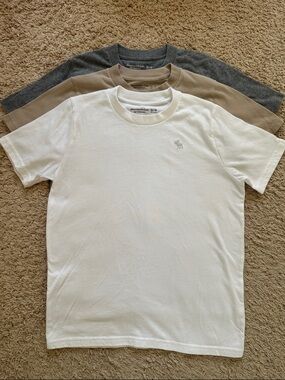 Abercrombie kids essential icon 3-Pack Crew Neck Tees - White, Tan, Gray